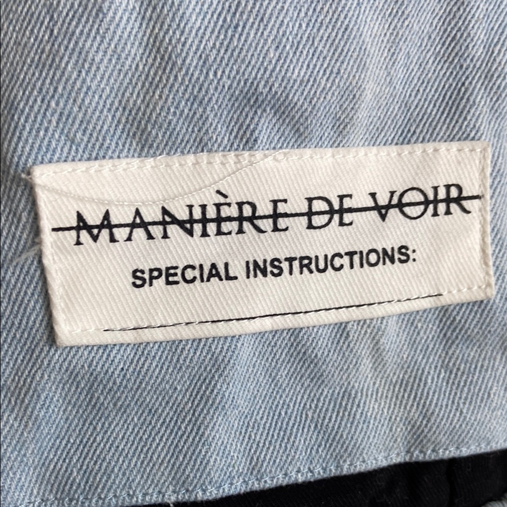 Maniere de Voir Black Pants with Light Blue Denim Pockets - Picture 5 of 7